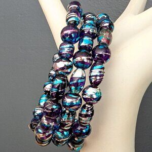 Memory wire metallic beaded bracelet